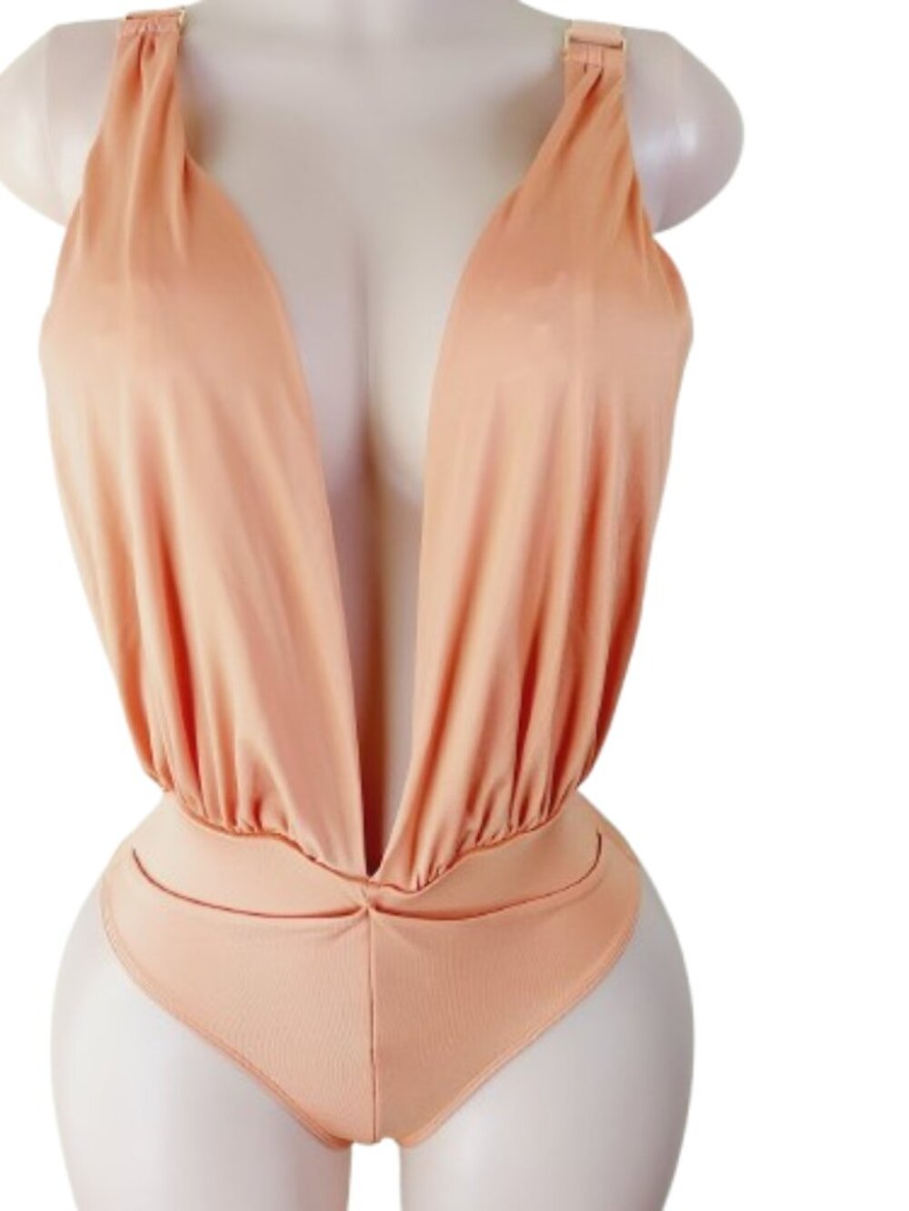 Hot As Hell Women's Peach Comin' Deep Plunge One Piece Swimsuit Size S